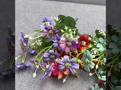 Simulierte 15-Kopf-Beschichtung glückliche Chrysantheme kleiner Griff Bündel Seidenblume Zuhause Hotel Hochzeit Pho