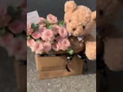 Puppe plüsch süßes Bärenkreuz, ewige Rose künstliche Blume Valentinstagsgeschenk, Geburtstagsgeschenk für