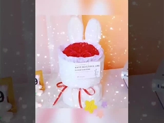 Qixi-Fest Blumenarrangement-Bouquet, Muttertagsgeschenk, niedliche Hasenohren, künstliche Blumen, s