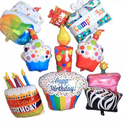 kaufen Wholesal New Style Birthday Cake Gifts Form Heliumfolie Mylar Ballons für Happy Birthday Baby Girl Party Dekoration Online-Herstellung