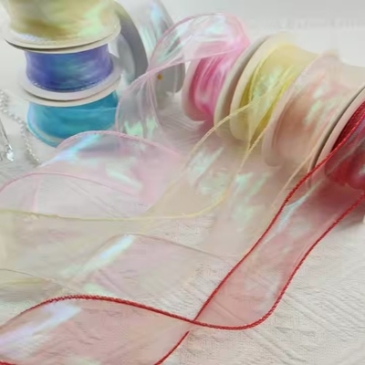 Ein guter Preis. Custom Solid Color Sheer Chiffon Pink Seiden Organza Band für Hochzeitsgeschenk Verpackung Online