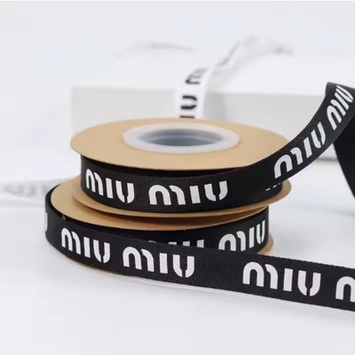 kaufen Customized Logo Druck 13mm Grosgrain Band Roll in Schwarz-Weiß für Flaschenblumen online manufacture