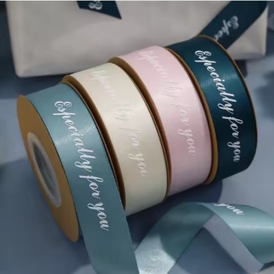 kaufen Custom Printed Logo Satin Ribbon Roll Heißstempeln Dekorativ Grosgrain für Geschenkverpackung online manufacture