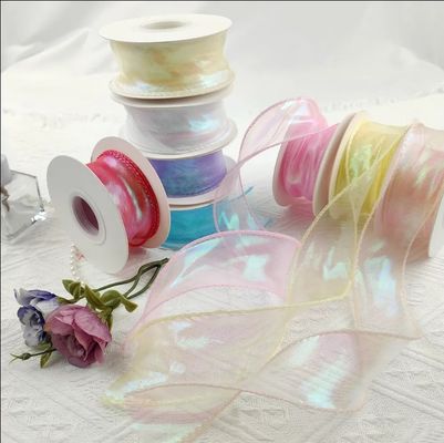 Ein guter Preis. Custom Solid Color Sheer Chiffon Rosa Seiden Organza Fleckenband für Hochzeitsgeschenk Blumensträuße Verpackung Dekoration Online