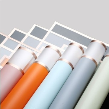 kaufen Lizhiran Rose Gold Edge Space Jelly Film Verpackungspapier Einfache Grenze Wasserdicht Durchsichtig Matte Bouquet Papier Großhandel online manufacture
