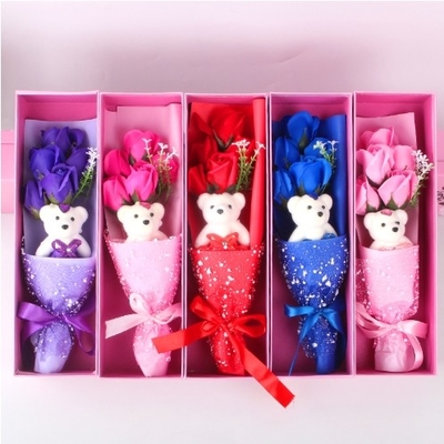 Ein guter Preis. Geschenkbox 5 Seife Rose Blütenbär Geschenk Promotion Valentinstag Geschenk Online