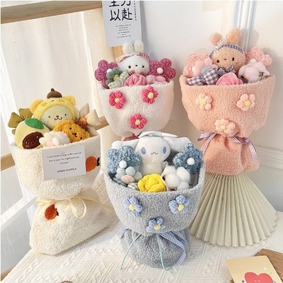 Ein guter Preis. 30x48cm Wolle Exquisite Cartoon Kuromi Plush Puppe Bouquet Kleiner Duft Stil Qixi Lehrertag Kleine Puppe Geschenk Handtasche Set Online