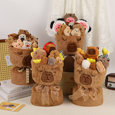 Ein guter Preis. Capybara Puppe Blumenstrauß Glück Urlaubsgeschenk Plüssig süßes Geburtstagsspielzeug Umarmungs Eimer Dekoration Anordnung Online