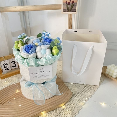 Ein guter Preis. Wolle-Hasenohr-Bouquet Handflächenblumenarrangement 20x35cm Ideal für Geburtstage Tier oder Lehrer Geschenk Online