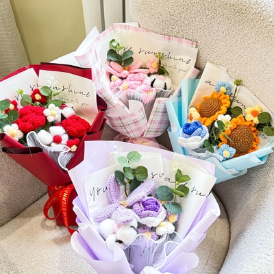 Ein guter Preis. 520 Muttertag Bouquet Wolle Strickhandgemachte Blumen für die Abschlusssaison Online
