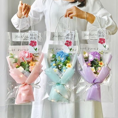 Ein guter Preis. Handgefertigte Sonnenblumen Nelke Strick Bouquet Kreatives fertiges Geschenk für Besties Geburtstag/Weihnachten Rose-inspirierte Garnblumen Online
