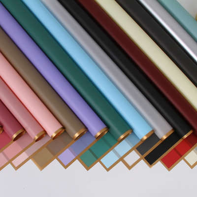 Ein guter Preis. Neue einfache Rahmen Gelee Film Feste Farbe Weiches Licht Papier Blumenstrauß Verpackungspapier Gold Kante Matte Frisches Blumenverpackungspapier DIY Materialien Online