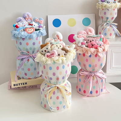 kaufen Plüssiges und schönes Dopamin Dot Stoff Fertiges Blumenstrauß Seife Rose Blume Valentinstagsgeschenk für Freundin online manufacture