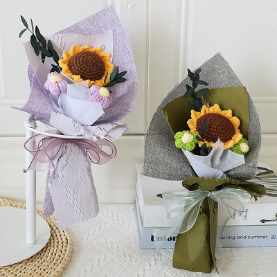 Ein guter Preis. Blumen Vielfalt Handgeflecht Wolle Geflecht Bouquet Perfektes Geschenk für Mädchen Geburtstag oder Abschluss Online