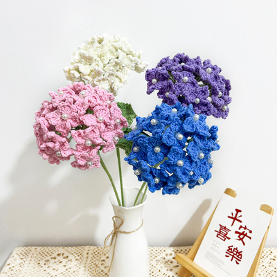 Ein guter Preis. 9x45cm Handgefertigte Häkel Hortensien Bouquet Fälschung Blumendekoration für Hochzeitsgeschenke Strickhaufen Online