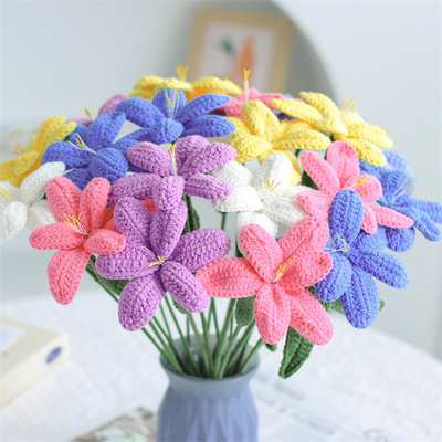 Ein guter Preis. Gewirkter Pfahl Handgefertigter Häkel Tulip Bouquet Fälschung Blumentafeldekor für Valentinstag / Geschenk Vielfalt Tulip Online