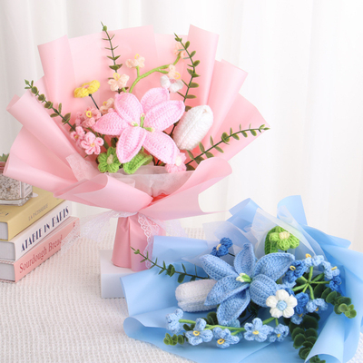 Ein guter Preis. Grenzüberschreitendes Muttertagsgeschenk Geburtstag gebreiteter Rosenstrauß Wolle gebreitetes Sonnenblumen Simulation Blumenlilie Online