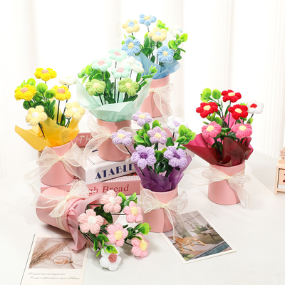 Ein guter Preis. Blumen Vielfalt Strick Sonnenblumen Puff Hug Eimer perfekt für den Frauentag und Muttertag Feier Online