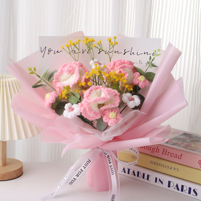 Ein guter Preis. Handgefertigter gestrickter Blumenstrauß in verschiedenen Farben zum Geburtstagsgeschenk meiner Mutter Online
