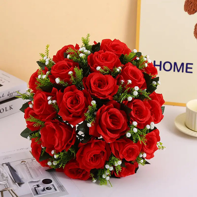 Ein guter Preis. Großhandel Hochzeit Fälschungen Seide Fälschungen Blumenstrauß Kunststoff künstliche Rosen Blumen Kugeln für Hochzeitsstücke Online