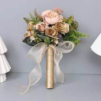 Ein guter Preis. Hochwertige Hochzeitssträuße Kunstblumen Rosen Brautmädchen Brautjungfern Handgesteckte Hochzeitsgeschenke Valentinstag Geschenk Online