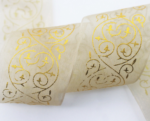 kaufen Hersteller maßgeschneiderte 3,8cm Hochzeitsbekleidung, Blumenverpackung, Warmstempel, koreanischer Gaze Gürtel, handgefertigte DIY Geschenkverpackung, Gaze Gürtel online manufacture