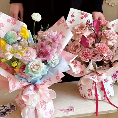 Ein guter Preis. Frühlingsblumenverpackungspapier, Verpackungspapier für frische Blumensträuße, wasserdichtes gedrucktes Verpackungspapier, Verpackung für Blumengeschäfte Online
