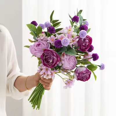 Ein guter Preis. Großhandel Kunstrose Blumen Blumensträuße Seiden Hochzeitsblumen Blumensträuße für Hochzeitsfeier Dekoration Online