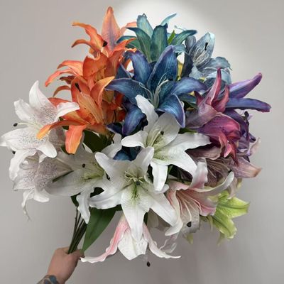 kaufen Lilienblume Haus Hochzeit künstliche Blume Wohnzimmer Dekoration Wohnzimmer Fotografie Requisiten Blumenanordnung Online-Herstellung