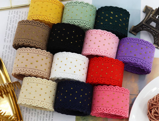 kaufen 5 Größe Schnürleder Spitze Hot Stamping Punkt Band Band 38mm Bogen DIY handgefertigte Accessoires Süßigkeiten Verpackung Online-Herstellung