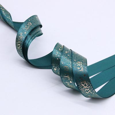 kaufen 2cm grünes Gesteinband Geschenkkarton Verpackung Blumenkuchenband BESTWISHES heiß gestempeltes Geschenkband online manufacture