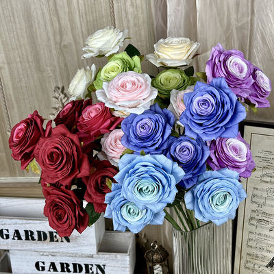 kaufen Drei Tausend Rosenschichten echte und gefälschte Blumensträuße für Hochzeiten, hochwertige künstliche Seidenblumendekorationen, Wohnzimmerdekorationen Online-Herstellung