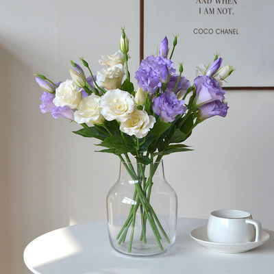kaufen Großhandel mit künstlichen Blumen, 3-köpfigen Delphinium-Blütensträußen, realistischer Blumenkunst, Hochzeit, Wohnkultur, Tischblumen, Fotorequisiten Online-Herstellung