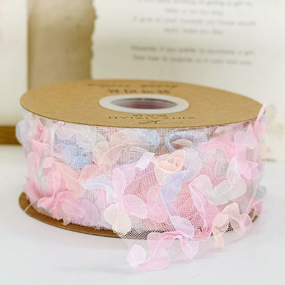 kaufen 5cm/100m Polyester Koreanischer Stil Blumenblätter mit Schuhen Blumenkappen Blumenbögen DIY Haarzubehör Seidenmaterial Online-Herstellung