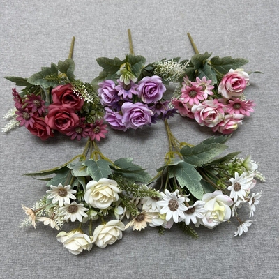 Ein guter Preis. Simulierte Ecke Rose Chrysanthemum Kombination Bundle Seidenblume Zuhause Wohnzimmer Hotel Hochzeitsfotografie Prop Ornament Online