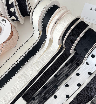 kaufen Polyester Schwarz-Weiß-Serie Band Blumenstrauß für Haarzubehör DIY Handgefertigter Bogen Online-Herstellung