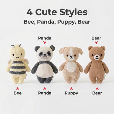 kaufen Handgeflechtes Tier-Spielzeug - 4 niedliche Stile Bienen-Panda-Welpen-Bär - liebenswertes weiches Häkel-Plüsch für Neugeborene Online-Herstellung