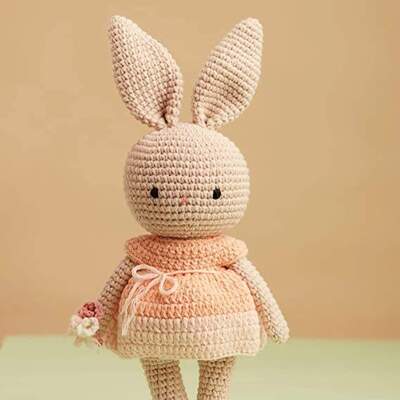 kaufen Fabrik Großhandel Pink Flower Girl Strick-Häkelpuppe Osternhasen Kaninchen Plüssig gefülltes Tier Spielzeug aus Polyester PP Baumwolle Online-Herstellung