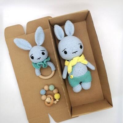 kaufen 100 % handgemachte Häkelhasen-Spielzeug, Amigurumi-Puppen, Häkeltiere, Plüschhasen, Baby-Beißspielzeug Online-Herstellung