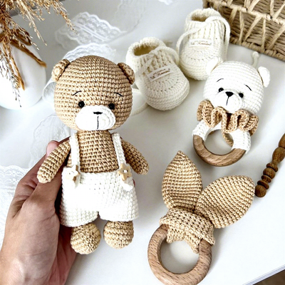 Ein guter Preis. Neues Amigurumi Kinder-Thanksgiving-Geschenk-Set Super weich Plüssig PP Baumwolle gefüllt mit Häkeln süßes Bärenwollmaterial Online