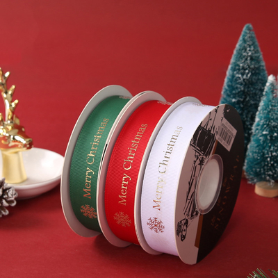 kaufen Frohe Weihnacht-Geschenk-Verpackungs-Weihnachtengrosgrain-Band 2.5cmX50Y 1 Zoll Grosgrain-Band online manufacture