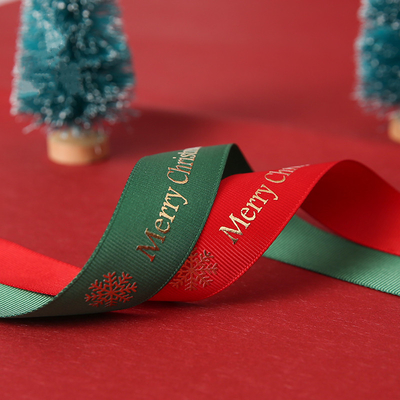 kaufen Kundengebundenes Satin-Band des Polyester-25mmX45Y für die Weihnachtsbaum-Geschenk-Verpackung online manufacture