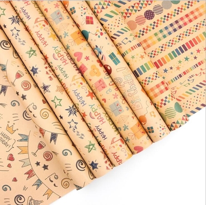 Ein guter Preis. Geschenk-Verpackungs-Papierrolle Browns 80gsm Kraftpapier bedeckt 50X70cm alles- Gute zum Geburtstagmuster Online