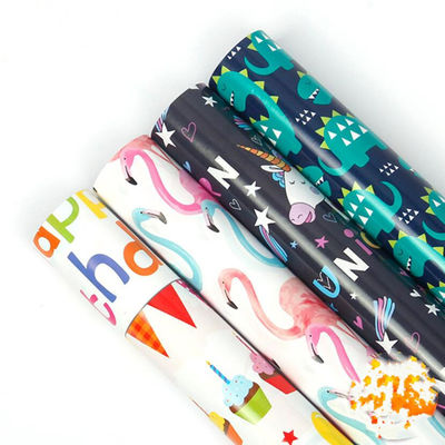 kaufen Flamingo-und Dinosaurier-Goldgeschenk-Verpackungs-Papier-Rollenkarikatur-Entwurf für Kinder Online-Herstellung