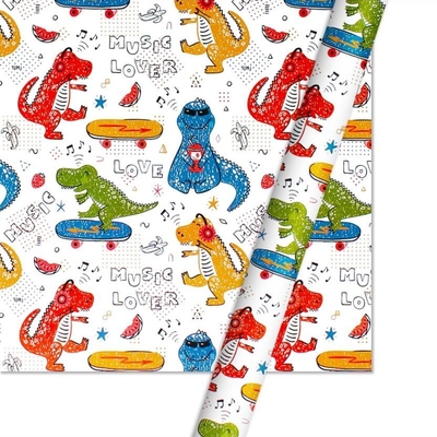 Ein guter Preis. Weißer Dinosaurier kopierte 50CMX70CM, die Geschenk Papierrolle für Spielwaren-Paket einwickeln Online