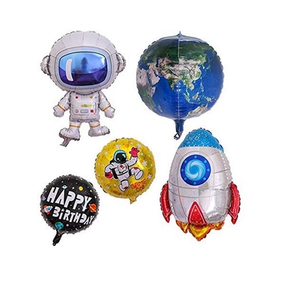 Ein guter Preis. Weltraum-themenorientierter Folien-Plastik-Partei-Ballon-Astronaut Rocket Pattern 5Pcs Online