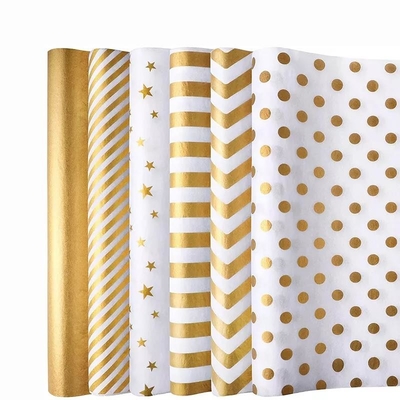 Ein guter Preis. Goldfolien-Geschenkpapier, kundenspezifisch, mit Logo, recycelbares Geschenkverpackungszubehör Online