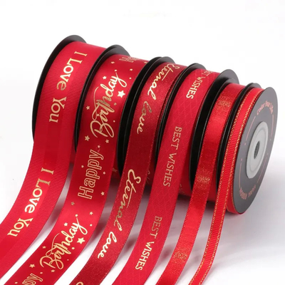Ein guter Preis. Rotes Doppelgesicht Satin Grosgrain Druckband Weihnachtsverpackung Geschenk Online