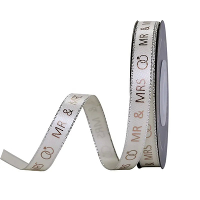 Ein guter Preis. Einfache Hochzeitsschmuck Geschenkboxen Verpackung Custom Seiden Satin Druck Band Logo Online