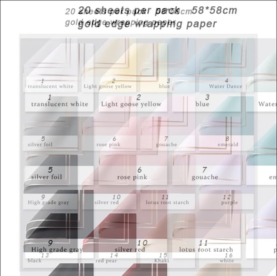 Guter Preis Halbtransparentes, goldenes Border-Rosenpapier im koreanischen Stil 58*58cm 20 Blätter pro Packung Online